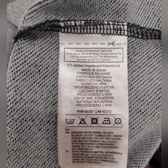 ADIDAS Classic Three Stripe Full Zip Hoodie in Grey and Pink - Picture 7 of 7